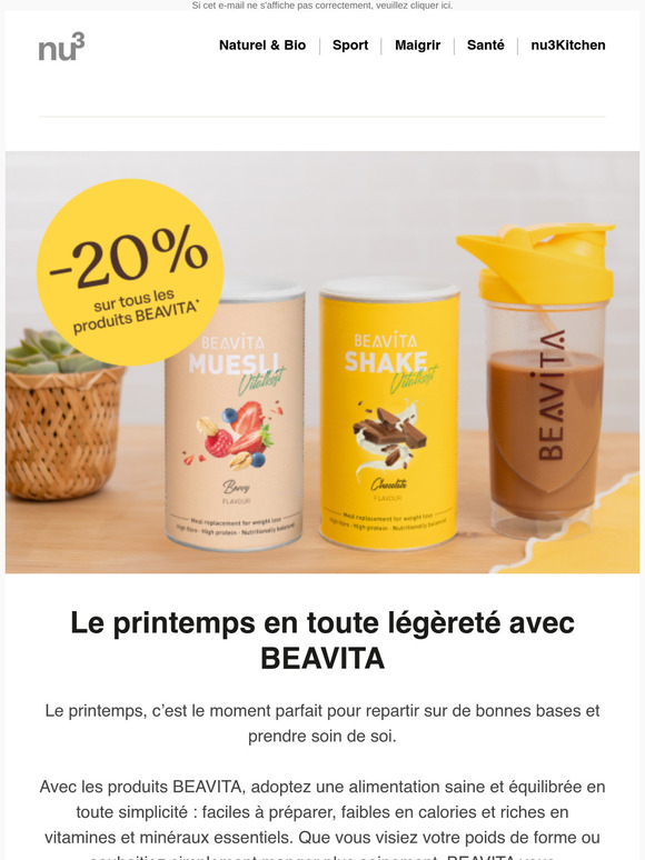Le printemps en toute légèreté : -20 % sur les produits BEAVITA