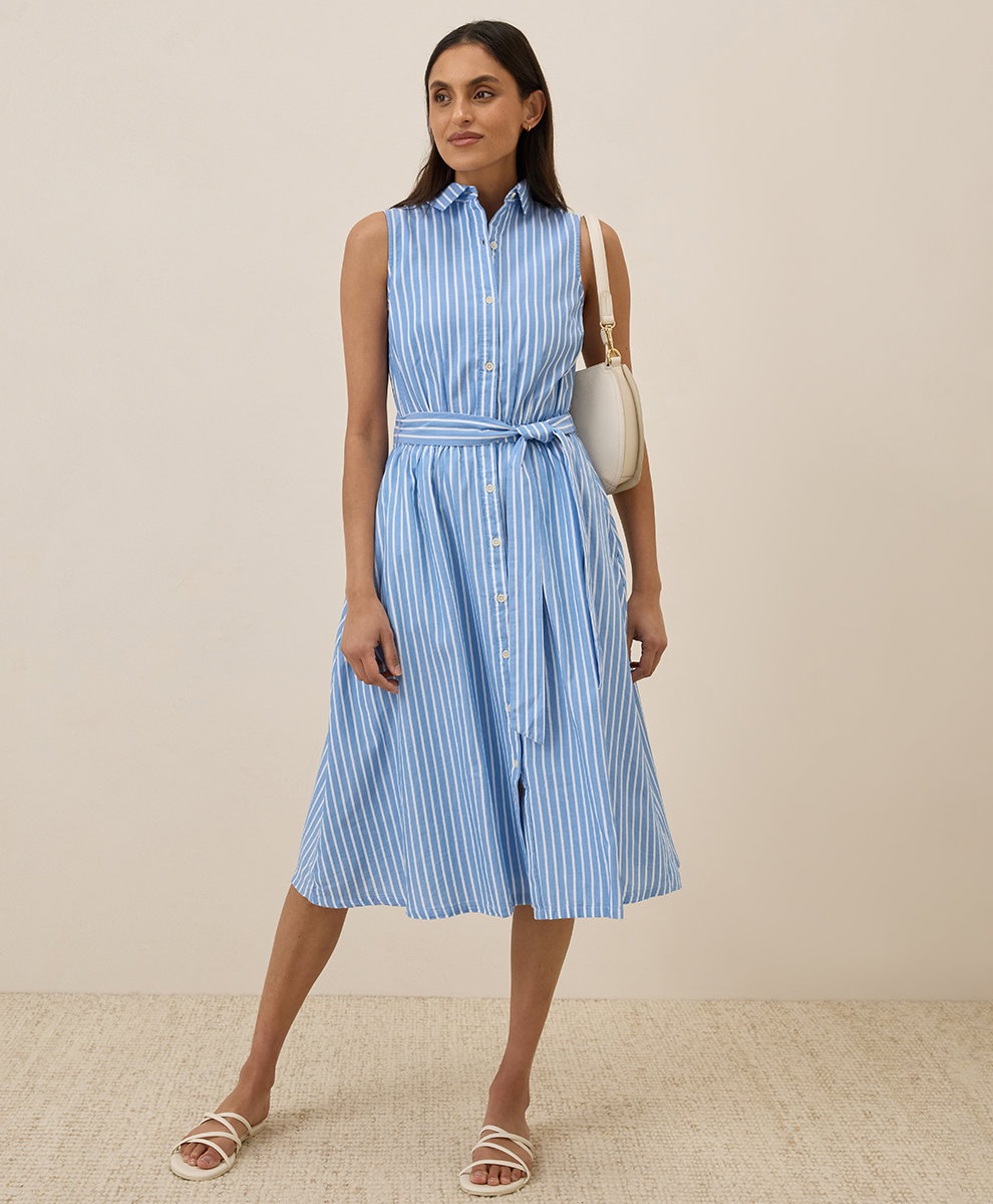 Image of Women's Sunset Lightweight Cotton Sleeveless Shirtdress