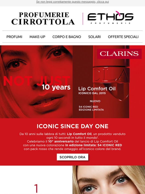Scopri Clarins Lip Comfort Oil 💋 Ora in edizione limitata Iconic Red!