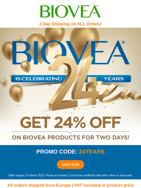 Celebrate 24 Years of Biovea: Anniversary Sale Starts Now!