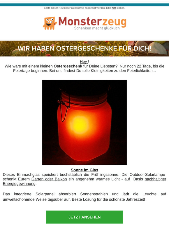 Sonne im Glas☀ als Ostergeschenk!! Nachhaltiges Outdoorlicht mit Solarbetrieb!!