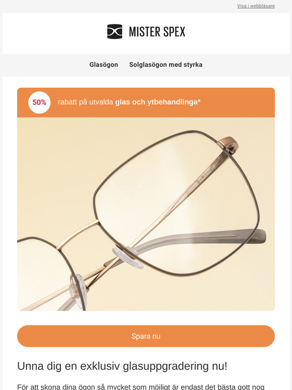 Missa inte 50% rabatt på glasen till dina nya bågar