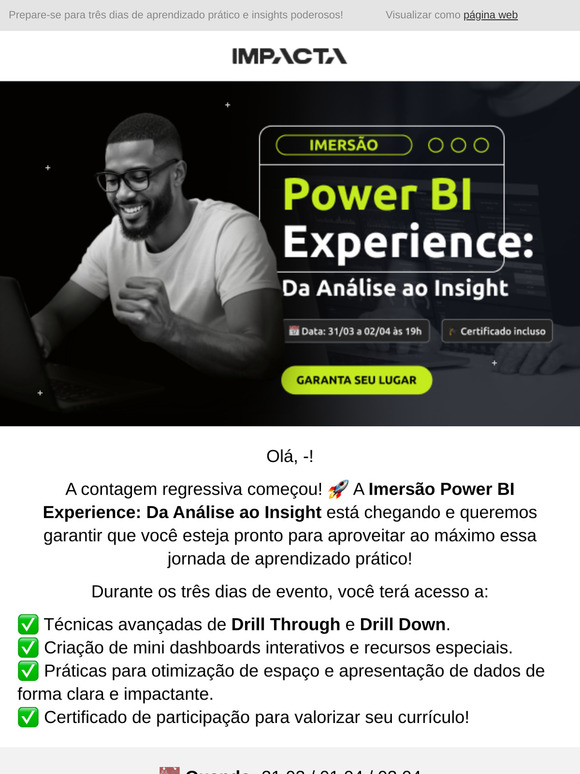 ⏰ Faltam poucos dias para a Imersão Power BI Experience!