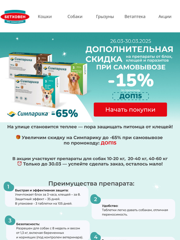 🔥 Узнайте, как купить Симпарику со скидкой до -65%