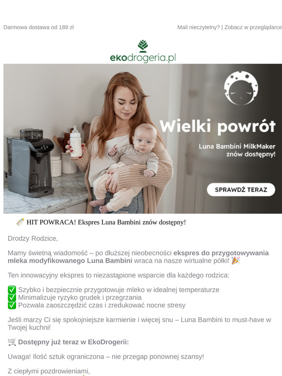 🍼 HIT POWRACA! Ekspres Luna Bambini znów dostępny!