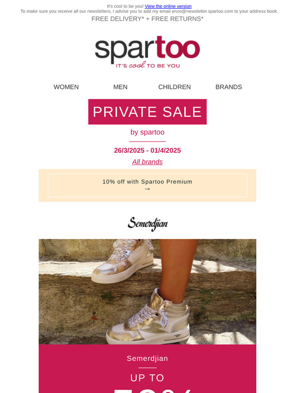 ⚡Discounts: up to 50% off Semerdjian, So Size, Tommy Jeans, Desigual, Tann's and Karl Marc John with free delivery