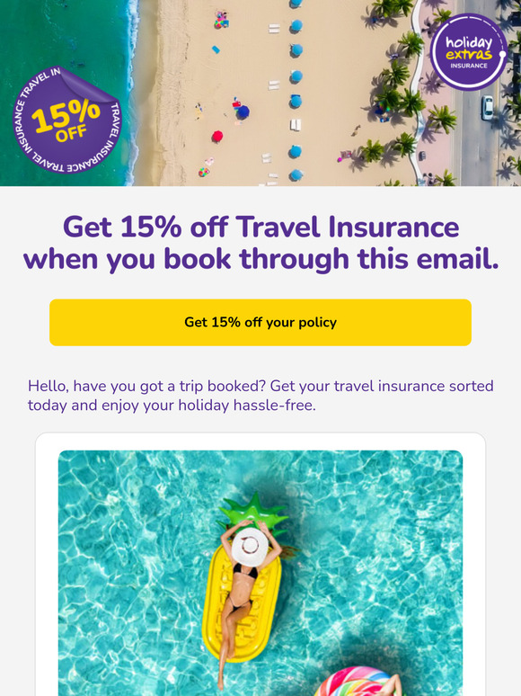 Travel Insurance: Book through this email for 15% off!