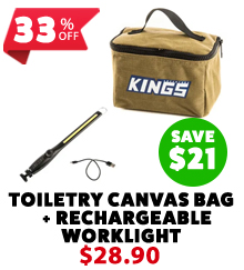 Toiletry Canvas Bag + Rechargeable Lithium LED Worklight