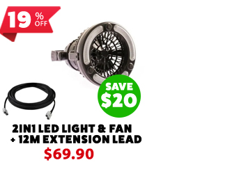 2in1 LED Light & Fan + 12m Extension Lead