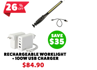 Rechargeable Lithium LED Worklight + 100W USB Charger