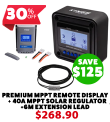 Premium MPPT Remote Display + Plus Premium 40 AMP MPPT Solar Regulator + 6M Extension Lead