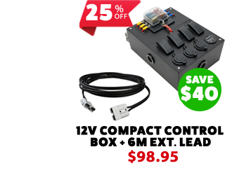 12V Compact Control Box + Solar Extension Lead - 6 Metre