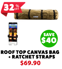 Roof Top Canvas Bag + Hercules Heavy Duty 3m Ratchet Strap (2 pack)
