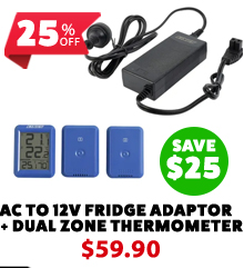 AC To 12V Fridge Adaptor + Dual Zone Thermometer