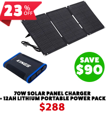 70W Solar Panel Charger + 12Ah Lithium Portable Power Pack