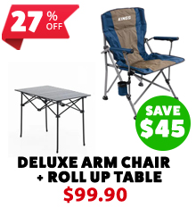 Deluxe Arm Chair + Aluminium Roll Up Camping Table