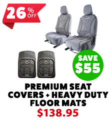Premium Seat Covers (Pair) + Premium Floor Mats (Pair)