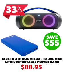 Bluetooth Boom Box + 10000mAh Lithium Portable Power Bank