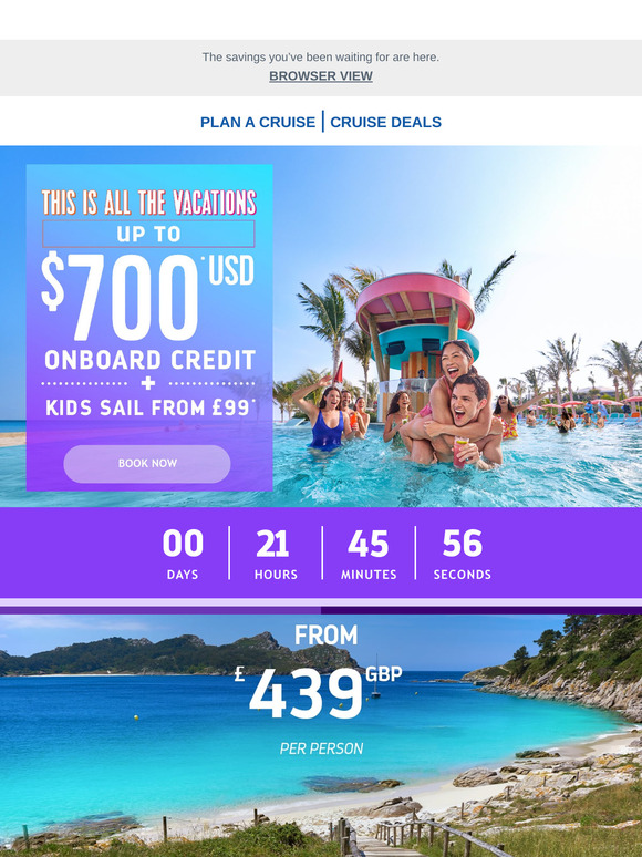 Cruises from England to Spain: Get up to $700 USD in onboard credit