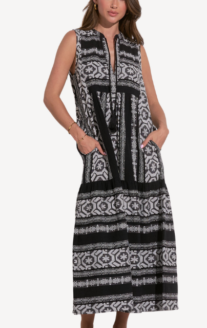 Aztec A Line Sleeveless Maxi Dress