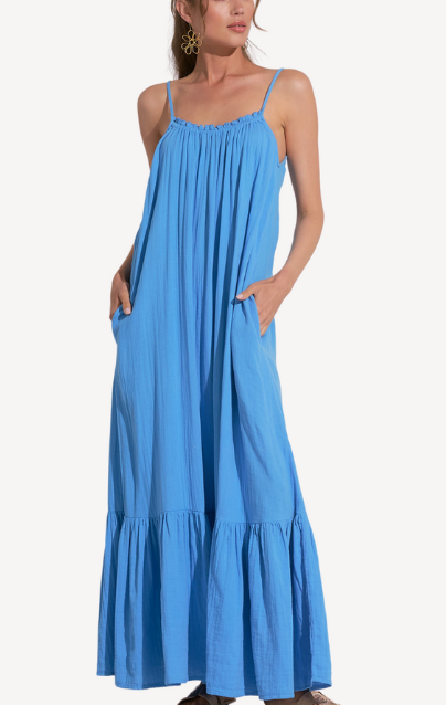 Double Gauze Ruffle Maxi Dress