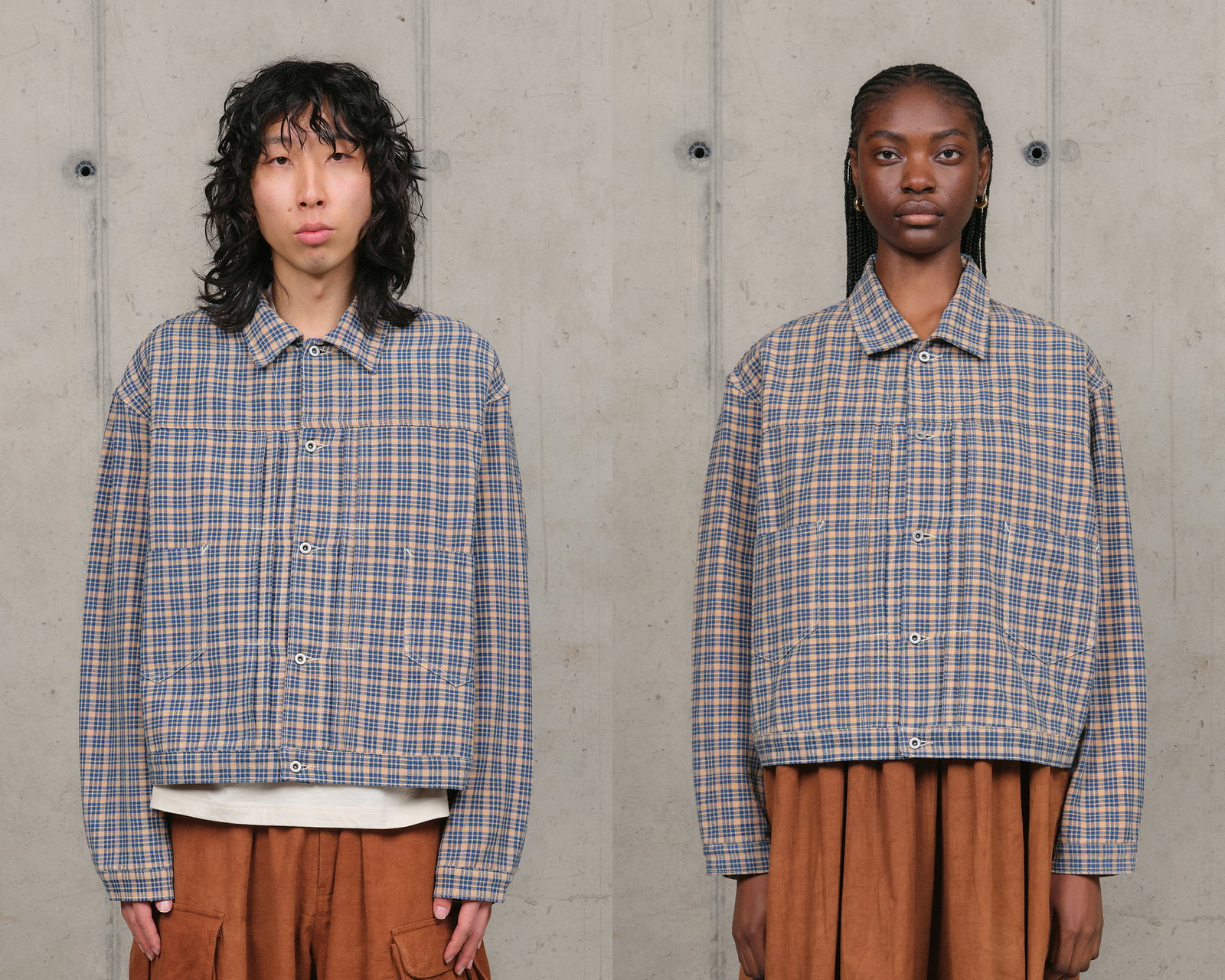 STORY mfg: Restock - The Sundae Jacket in Mud Check Handloom | Milled