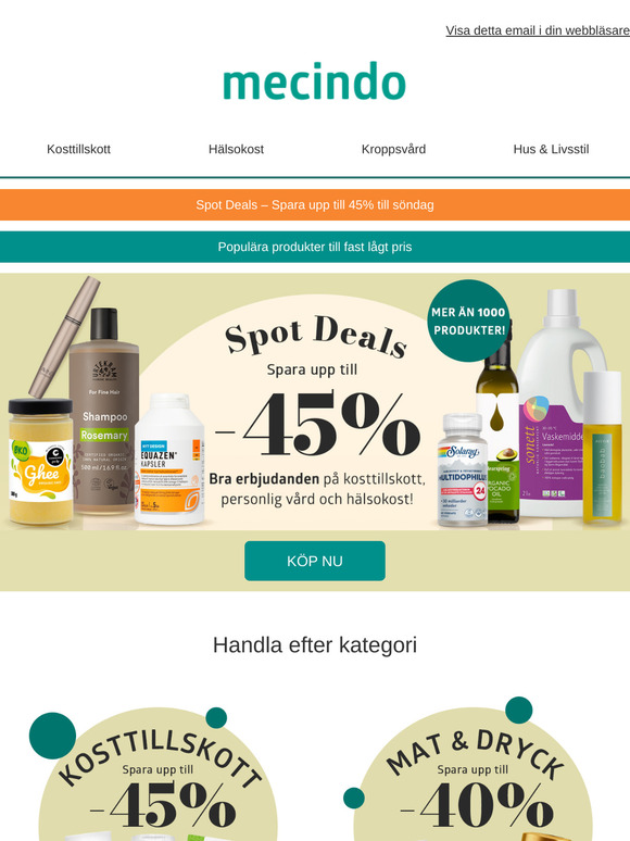 SPOT DEALS 🟢 Spara upp till 45% till och med söndag