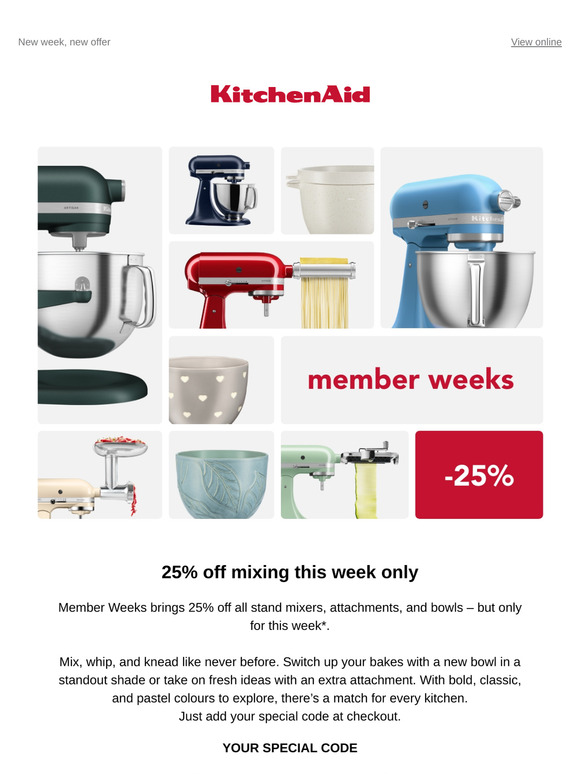 25% off stand mixers & more starts now