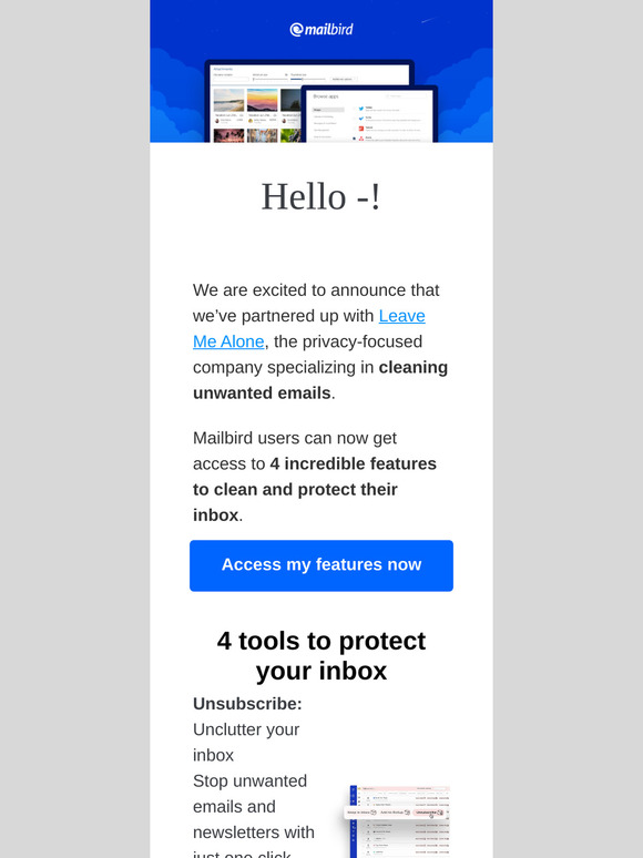 Mailbird: [Activate Features] Access 4 New Features Today | Milled image.