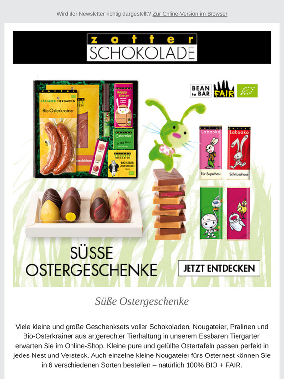 Ostergeschenke & Osterkrainer von Zotter 🐰