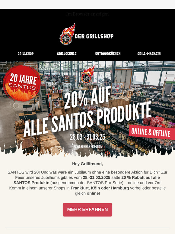 Sichere Dir 20% Rabatt auf SANTOS Produkte🔥