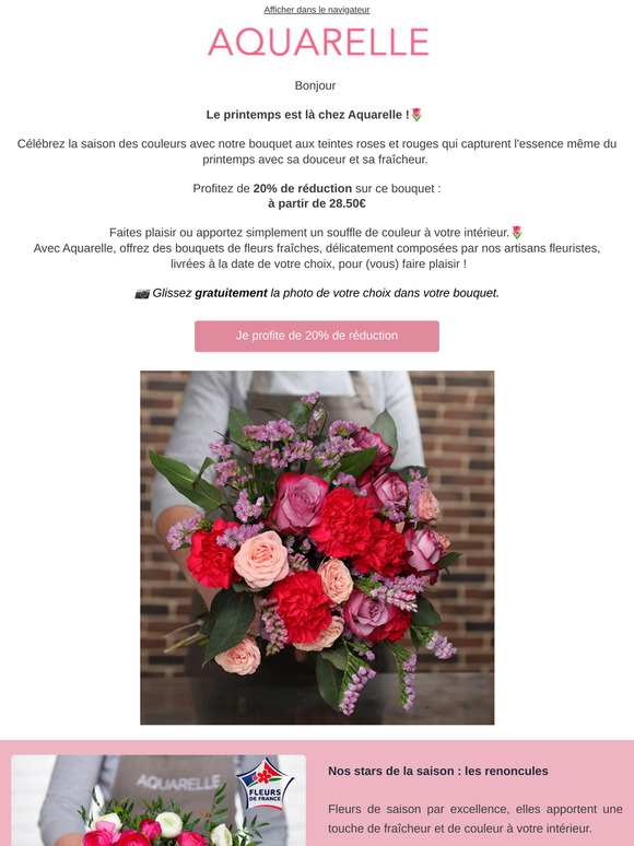 Le printemps est là : 20% de réduction sur notre bouquet aux couleurs éclatantes !