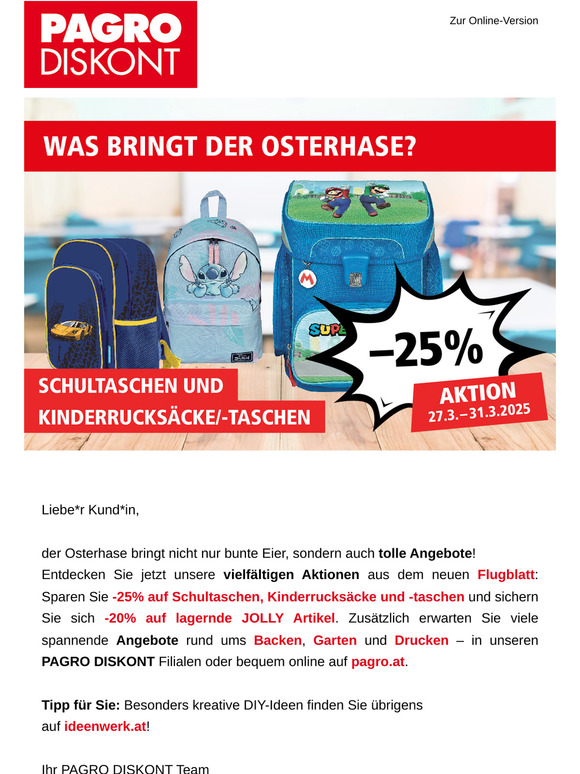 Tolle Angebote für Ostern und kreative Geschenkideen! 🐰🎒✏️