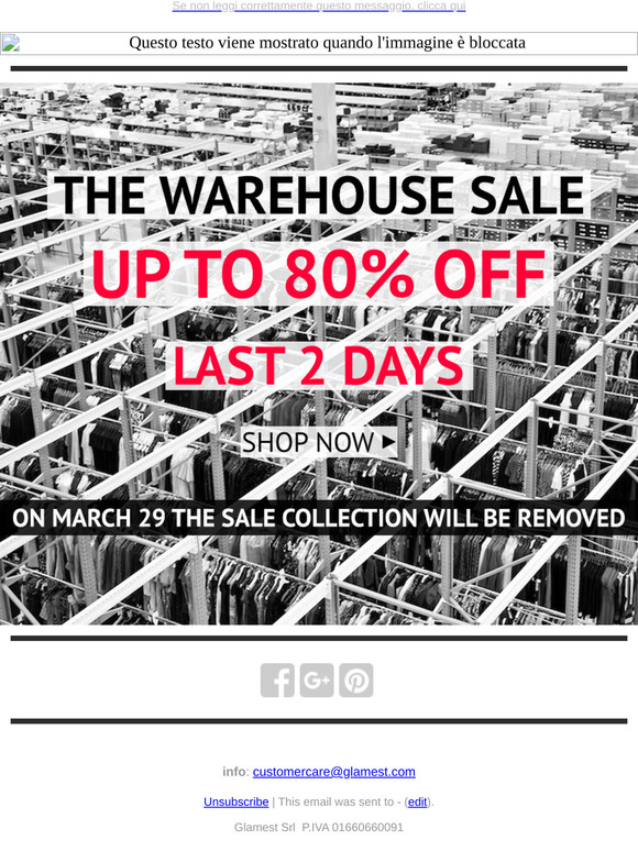 The Warehouse Sale: a special clearance up to 80% off