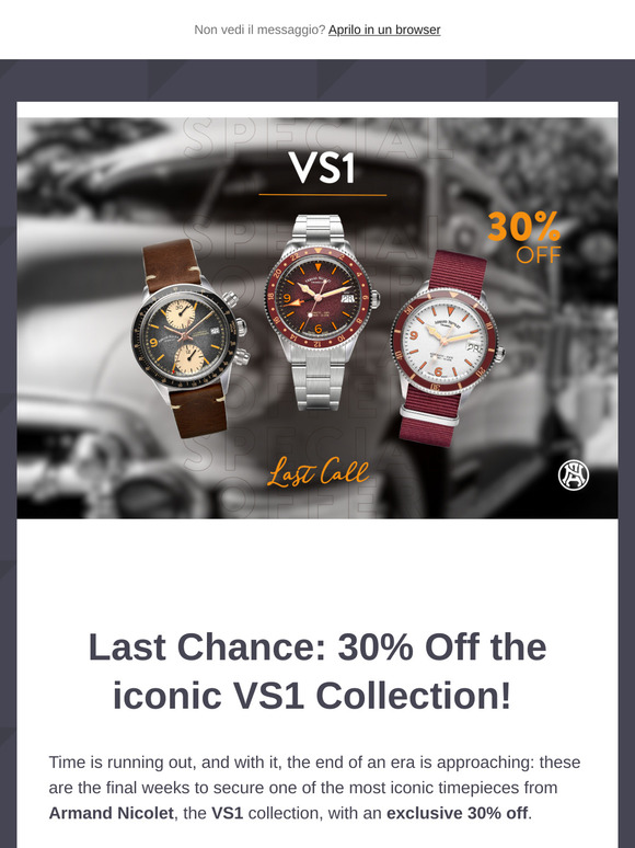 Last Chance: 30% Off the iconic VS1 Collection!