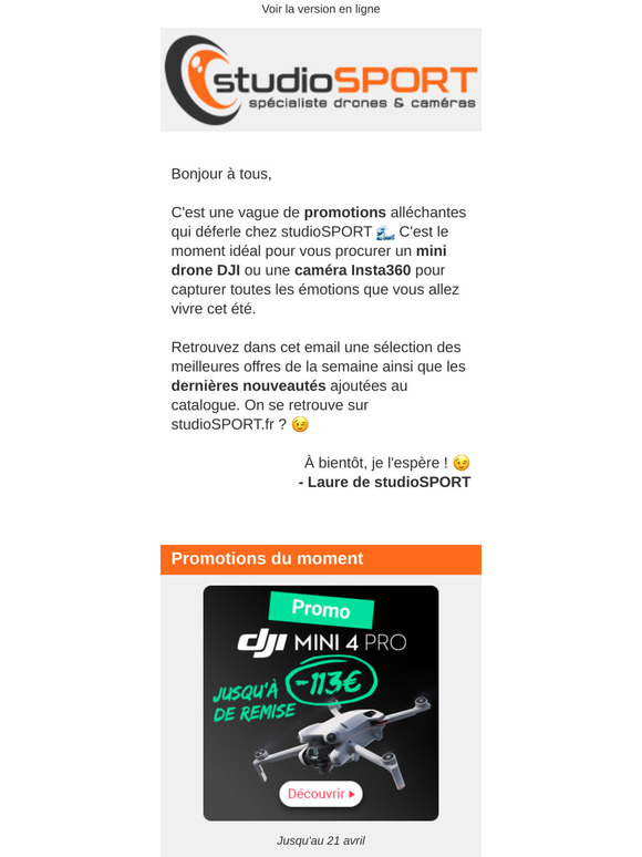 📢 Promotions DJI Neo et Mini 4 Pro + nouveautés Canon et GoPro 👉🏻 c'est chez studioSPORT que ça se passe...