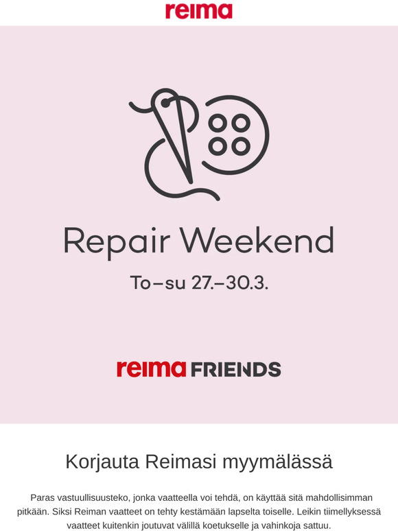 Repair Weekend myymälöissä