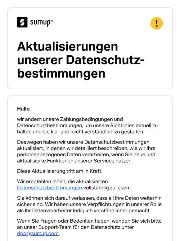 Aktualisierung der Datenschutzbestimmungen