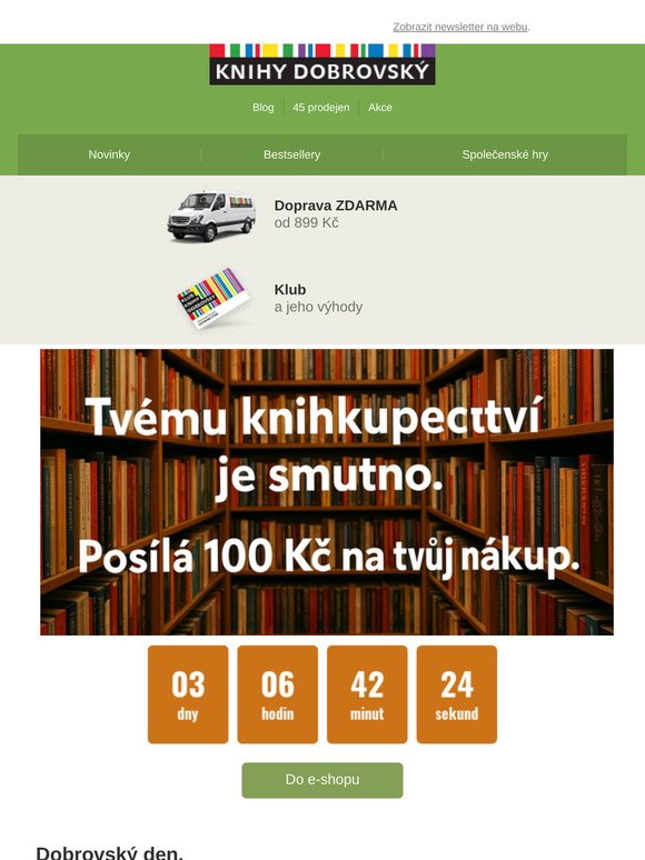 100 Kč sleva na vaše dobrodružství mezi regály 📚