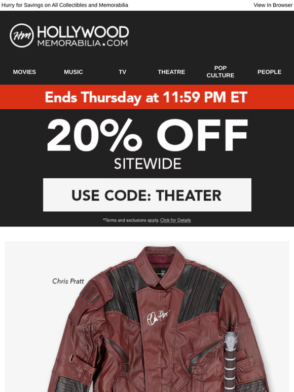 Last Day! 20% Off Sitewide! Shop Movie Props