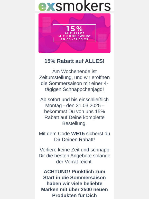 15% Rabatt auf ALLES!