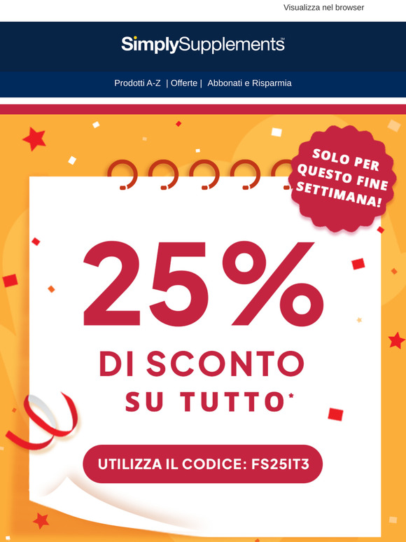 25% DI SCONTO SU TUTTO