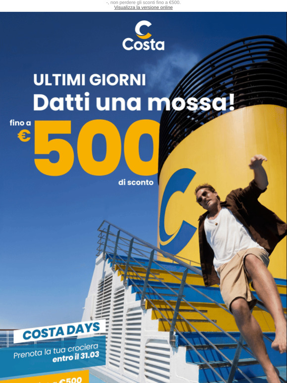 3, 2, 1... Ultimi giorni per approfittare dei Costa Days 🕙