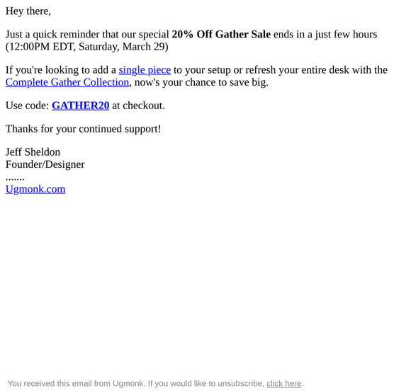 Last chance for 20% Off Gather