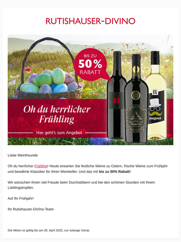 Bis zu -50% auf Frühlingsweine!