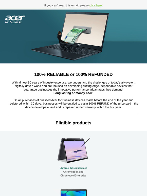 QUALITY GUARANTEED! Acer products are built and tested to last!
