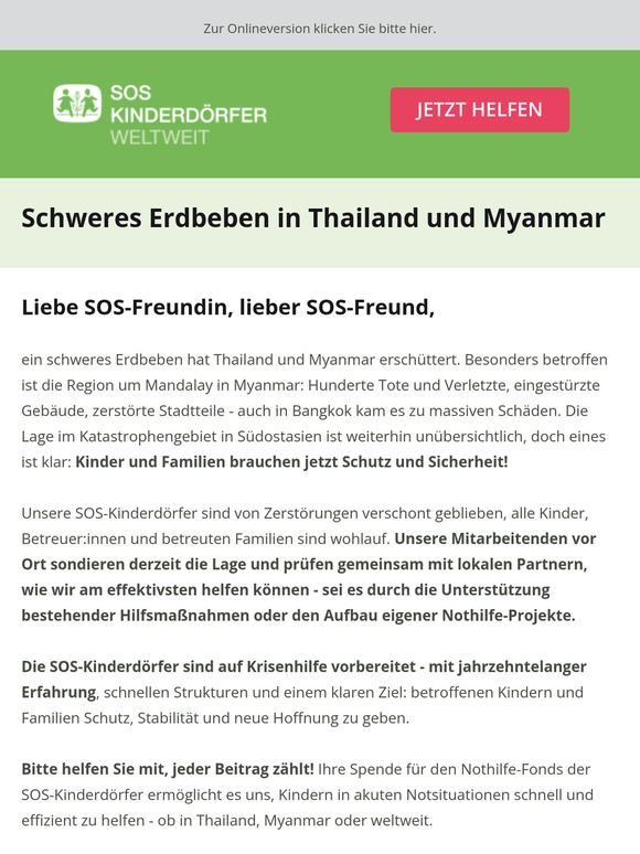 Erdbeben in Thailand und Myanmar - Bitte helfen Sie!