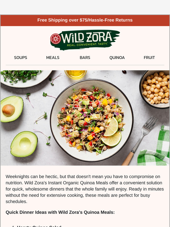 Quick Weeknight Dinners with Wild Zora’s Quinoa Meals