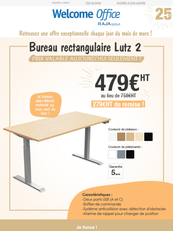 279€ de remise sur le bureau assis-debout