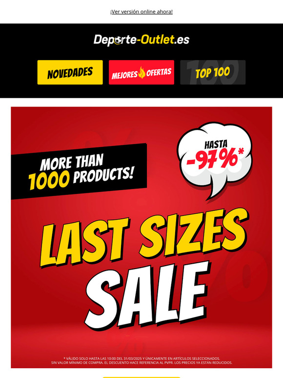 💥 LAST SIZES SALE 💥 ¡Hasta -97 % de descuento!